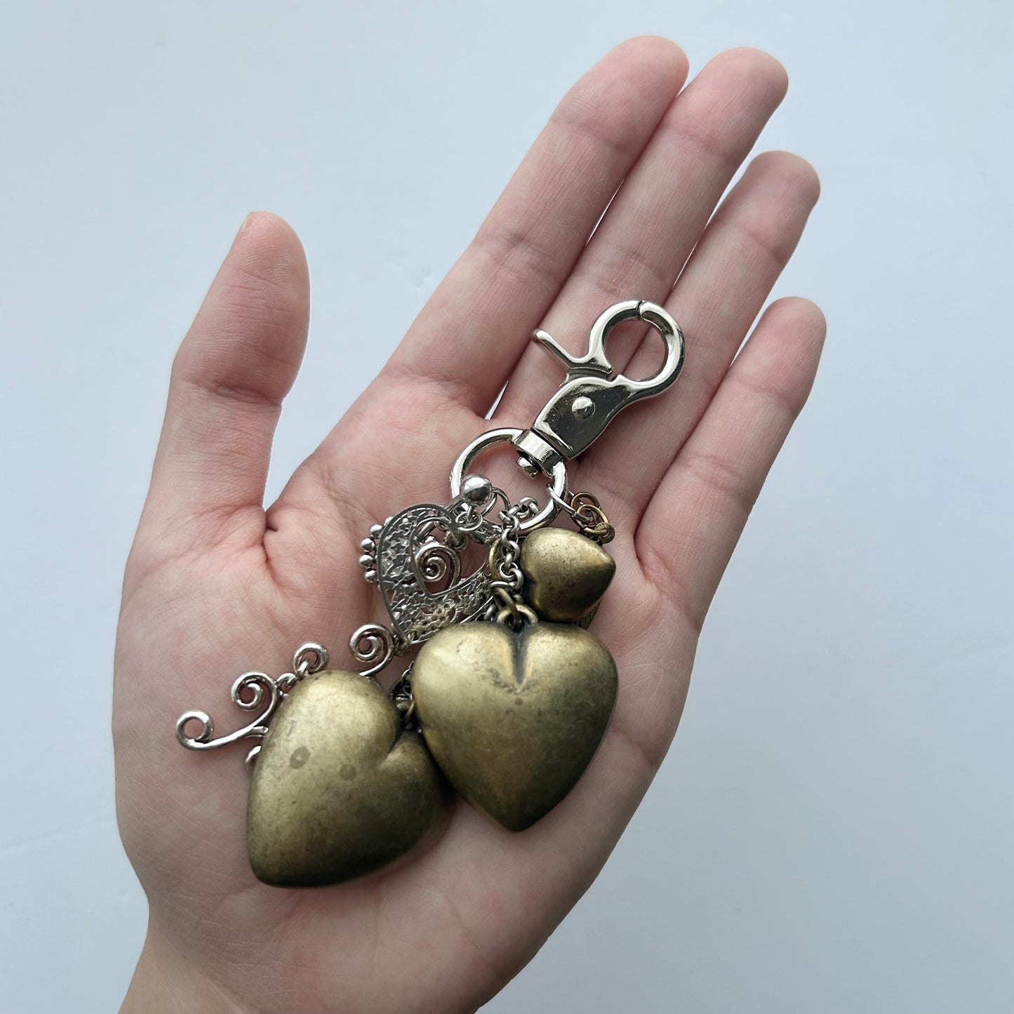 Bronze Hearts Keychain