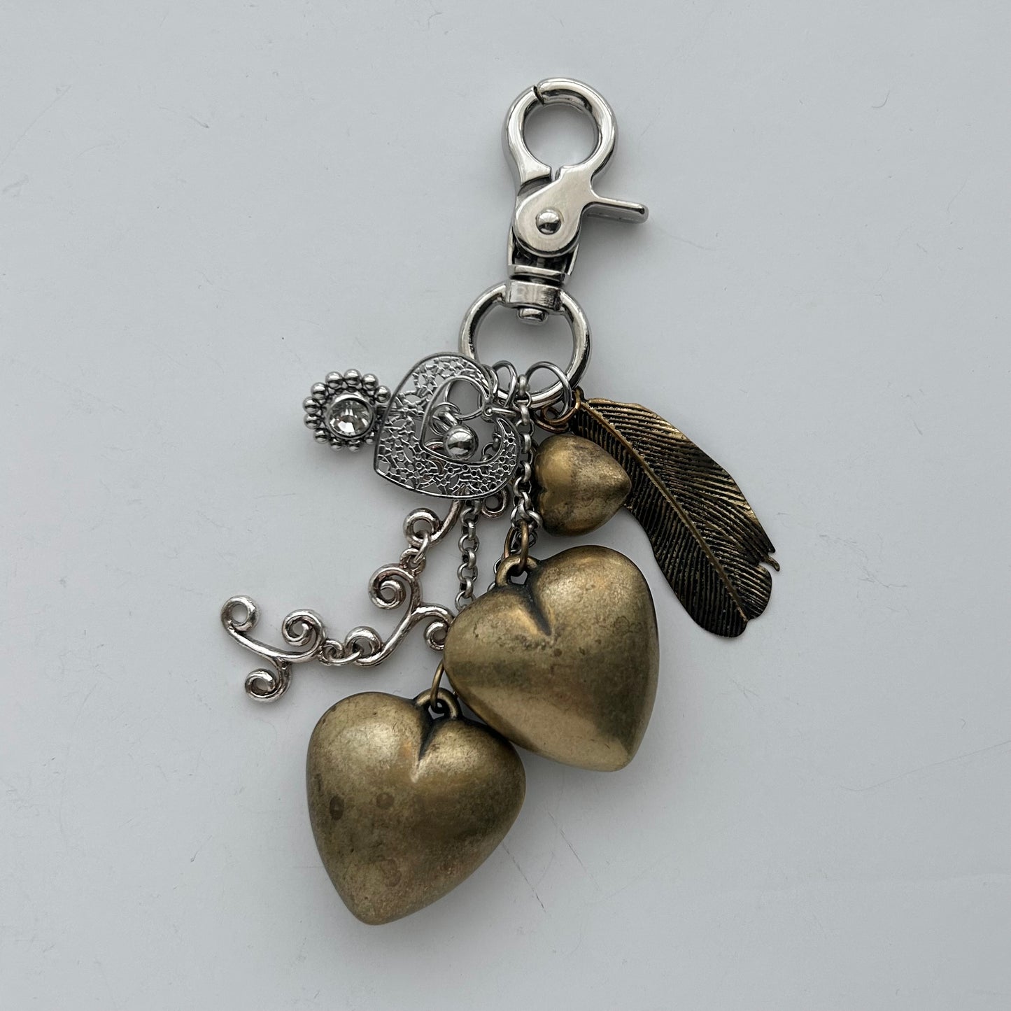 Bronze Hearts Keychain