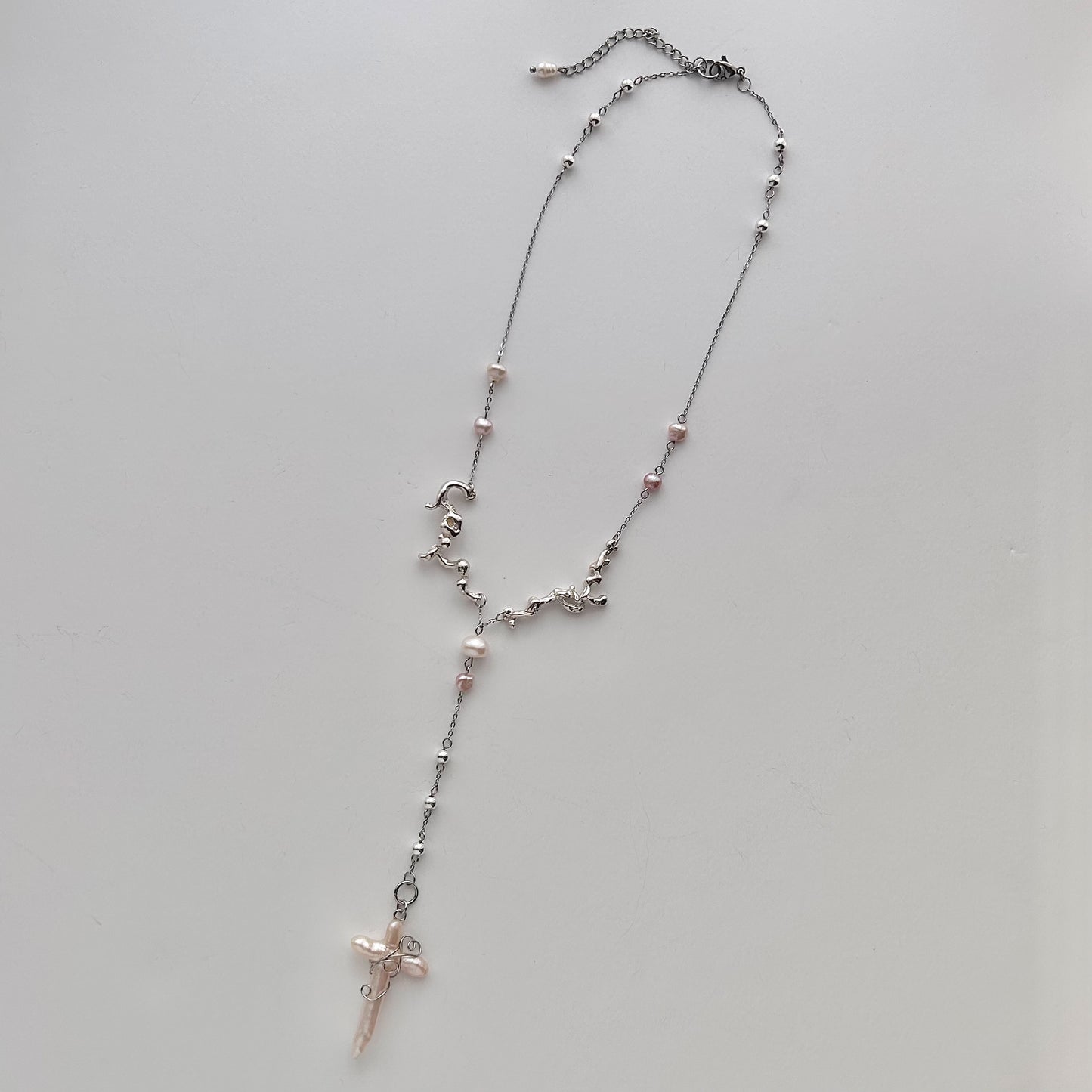 silver pearl rosary