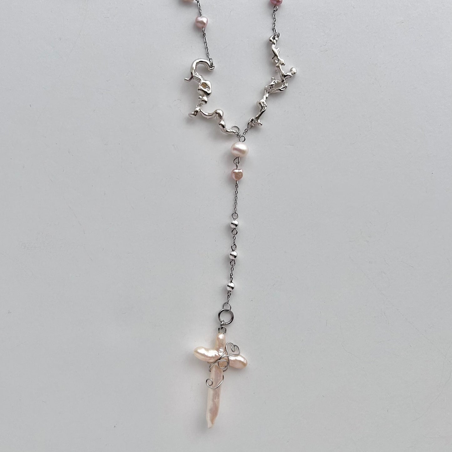 silver pearl rosary