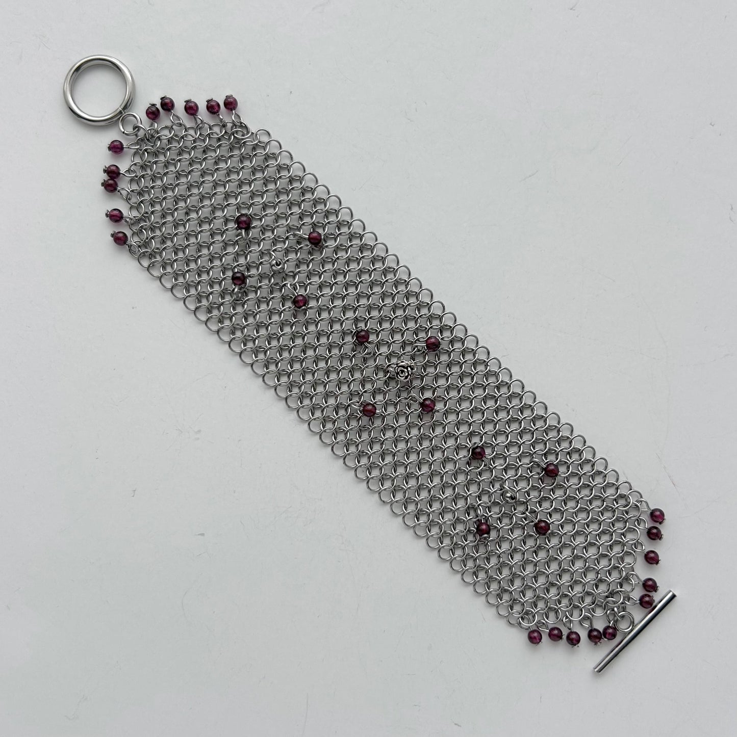 Chainmail Garnet Bracelet