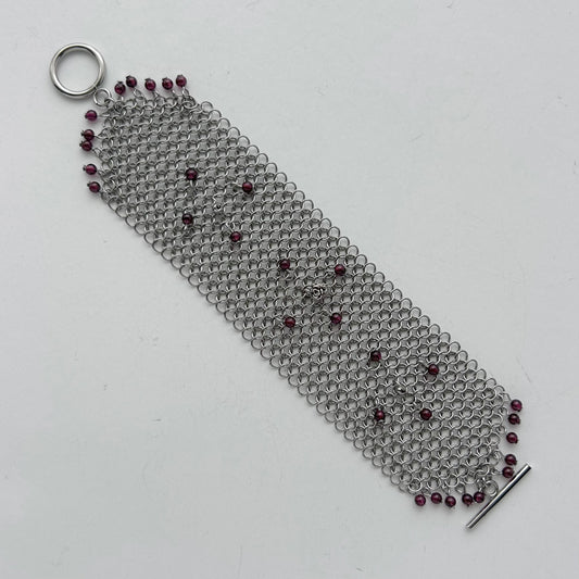 Chainmail Garnet Bracelet